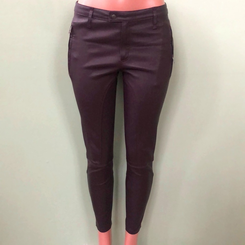 Burberry Brit Lamb's Leather Eggplant/Brown Toned Pants - Size 6 - With COA
